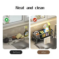 Multi-Function Kitchen Sponge Rack - Countertop Organizer with Drain & Storage