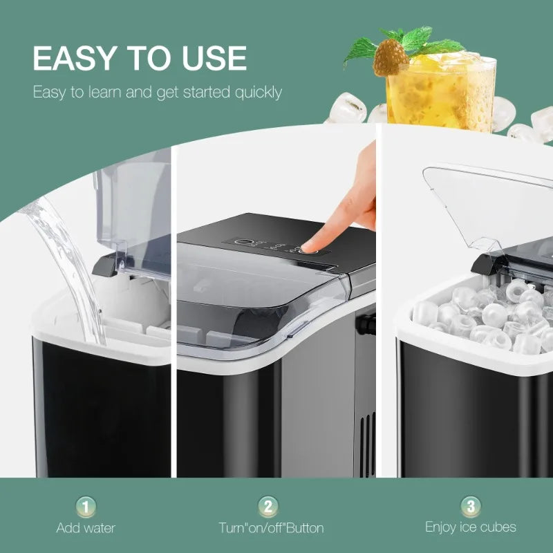 JOINSUN Portable Countertop Ice Maker - 9 Cubes in 6 Minutes with Self-Cleaning