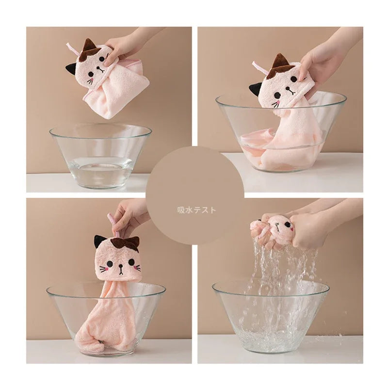 Premium Cat Kitchen Cleaning Towel - Ultra-Soft Coral Velvet Hand Towel