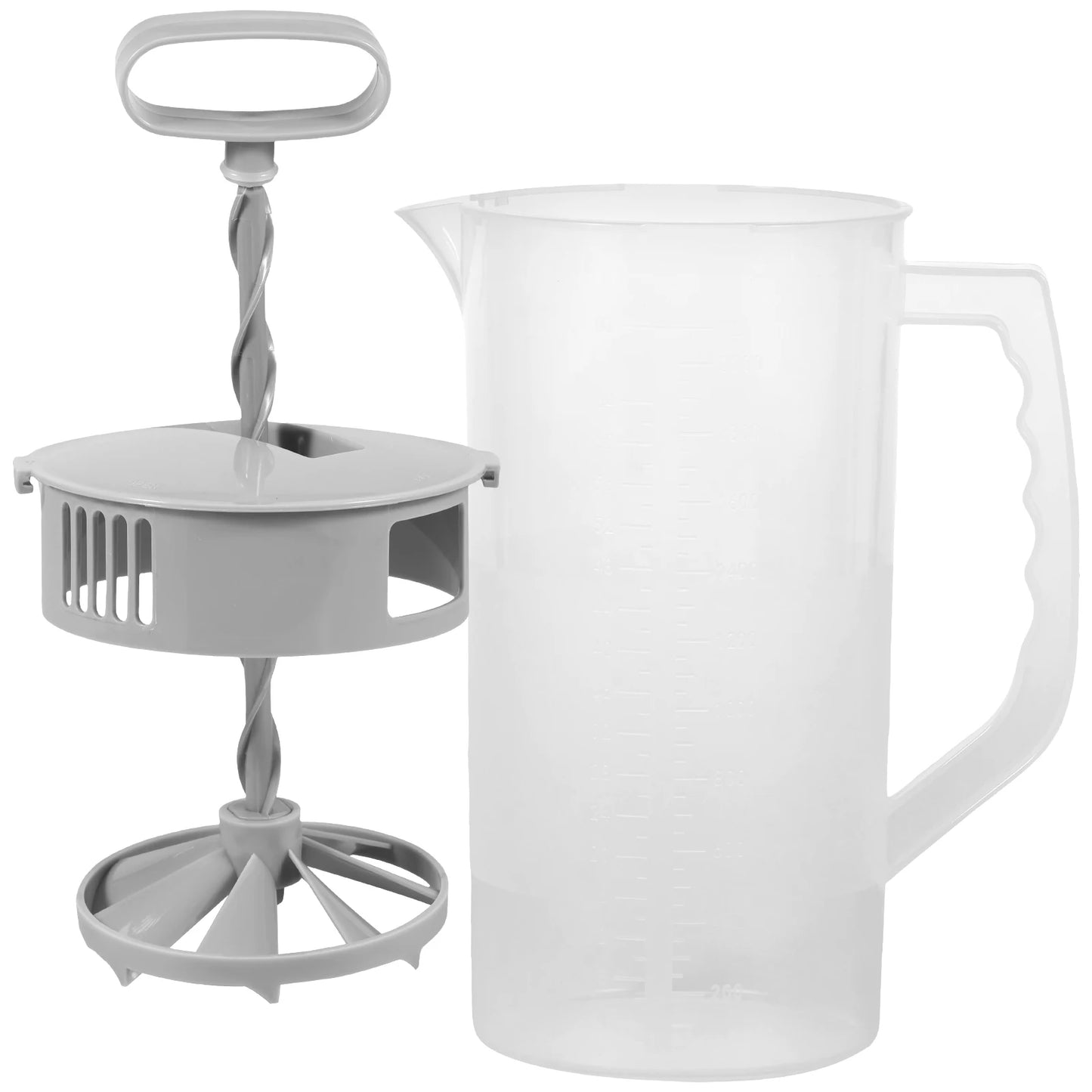 2000ml Large Mixing Pitcher with Lid - Wide Mouth Juice Container & Mixer
