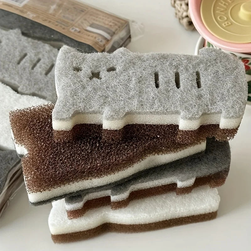 Adorable 4-Piece Cat Kitchen Sponge Set - Premium Dishwashing & Cleaning Tools