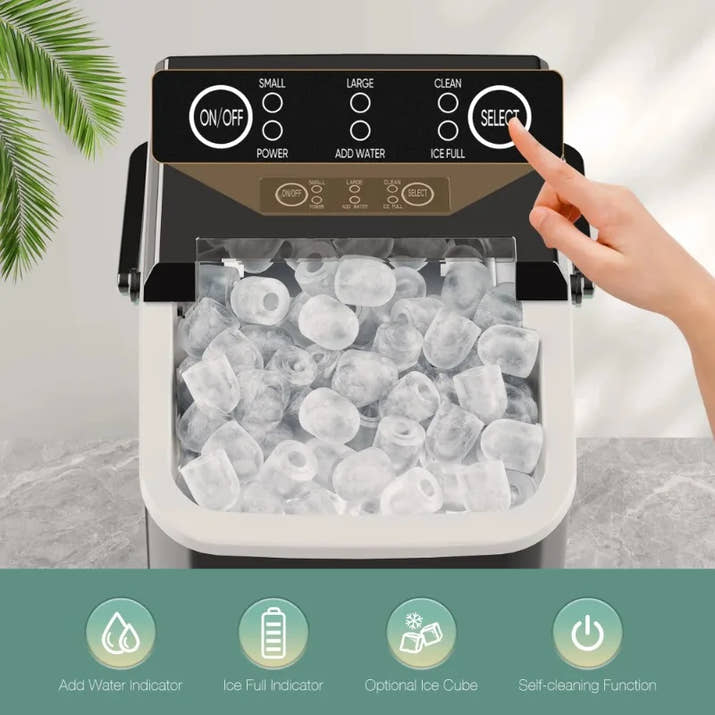 JOINSUN Portable Countertop Ice Maker - 9 Cubes in 6 Minutes with Self-Cleaning