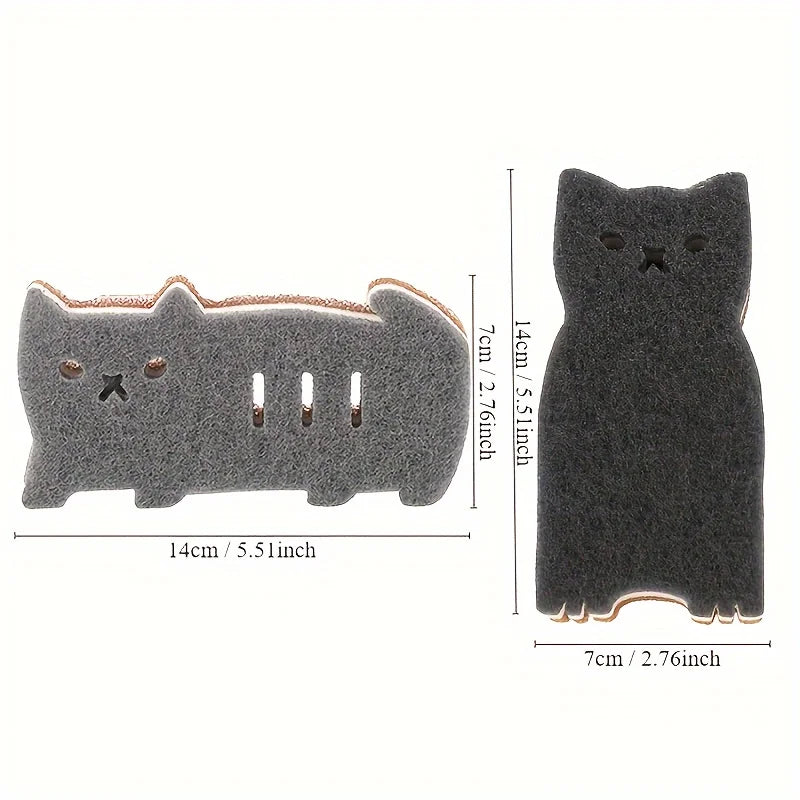 Adorable 4-Piece Cat Kitchen Sponge Set - Premium Dishwashing & Cleaning Tools