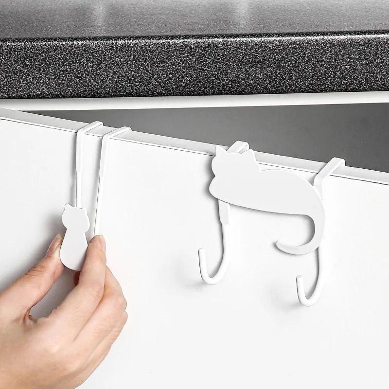 Adorable Cat Over-Door Hooks - Multi-Purpose Kitchen & Bathroom Organizer