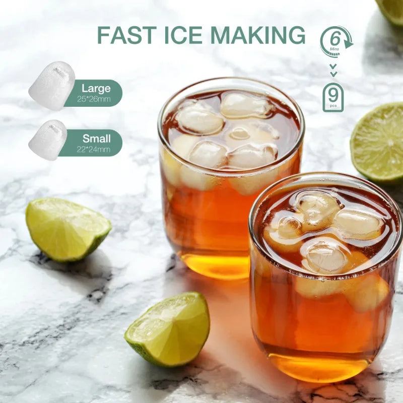 JOINSUN Portable Countertop Ice Maker - 9 Cubes in 6 Minutes with Self-Cleaning