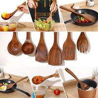Premium Wooden Kitchen Utensils Set - Complete Cooking Spoon Collection