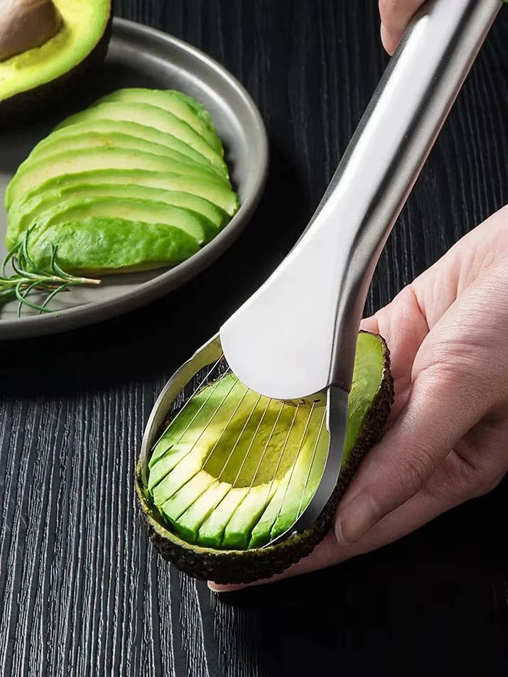 3-in-1 Avocado Slicer Tool - Stainless Steel Fruit Cutter & Kitchen Gadget