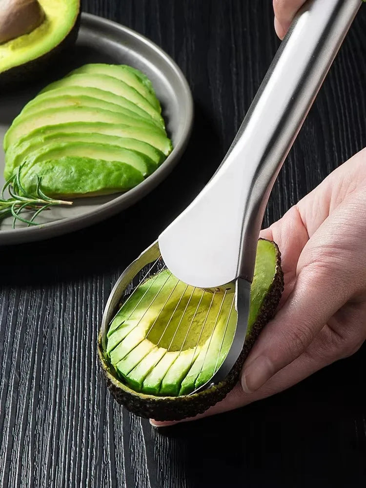3-in-1 Avocado Slicer Tool - Stainless Steel Fruit Cutter & Kitchen Gadget