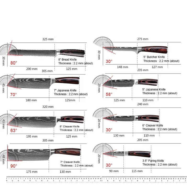 Professional Damascus Steel Kitchen Knife Set - Laser-Etched Chef's Collection