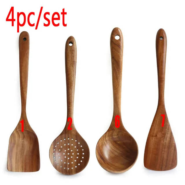 Premium Wooden Kitchen Utensils Set - Complete Cooking Spoon Collection