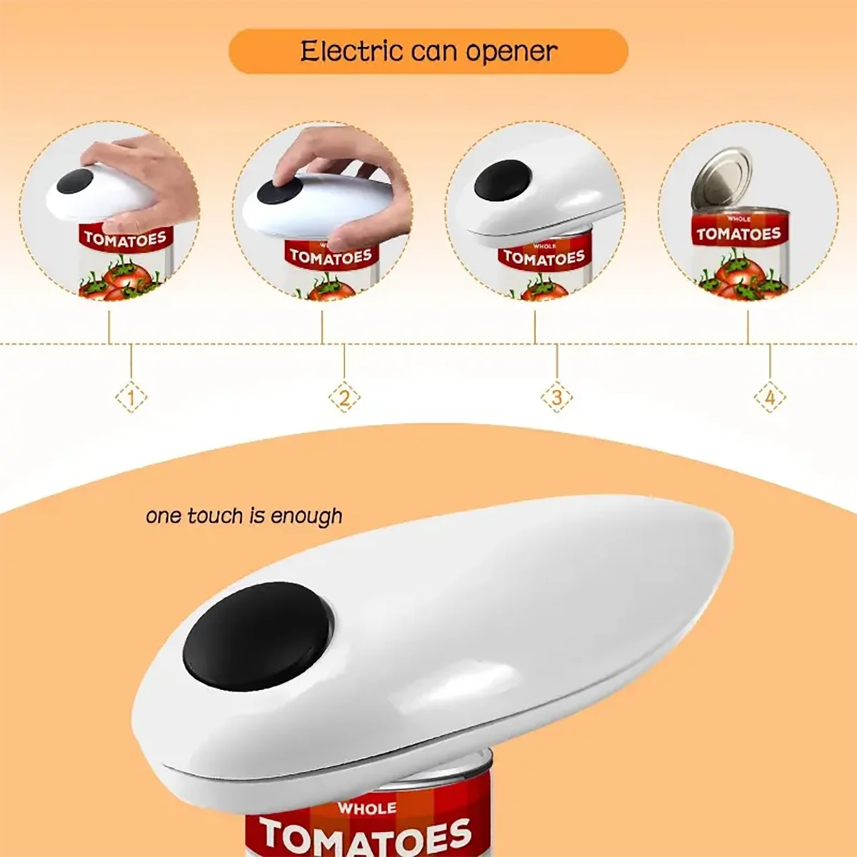 Electric Can Opener - Easy One-Touch Operation with Bottle Opener