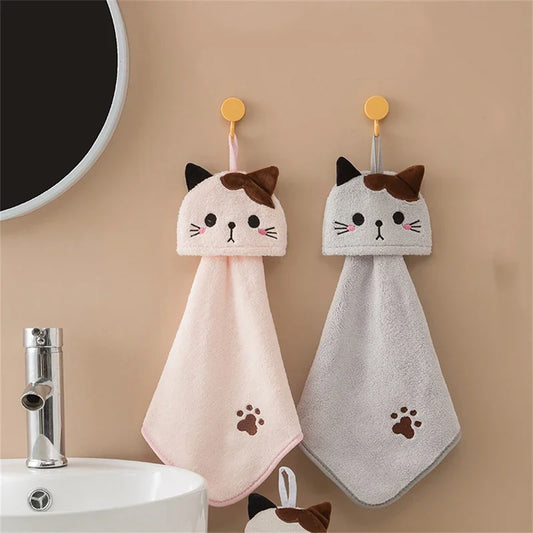 Premium Cat Kitchen Cleaning Towel - Ultra-Soft Coral Velvet Hand Towel