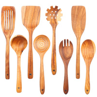 Premium Wooden Kitchen Utensils Set - Complete Cooking Spoon Collection