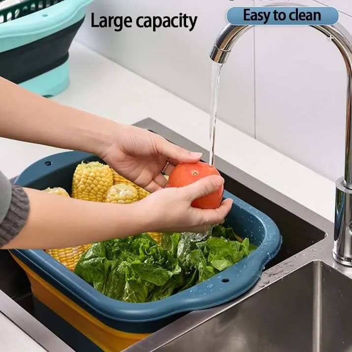 Premium Collapsible Silicone Strainer - Space-Saving Kitchen Colander